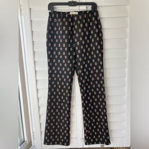 Solai Black Pants with Mauve Floral Design